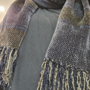 Multicolor Chenille Woven Scarf with Fringe